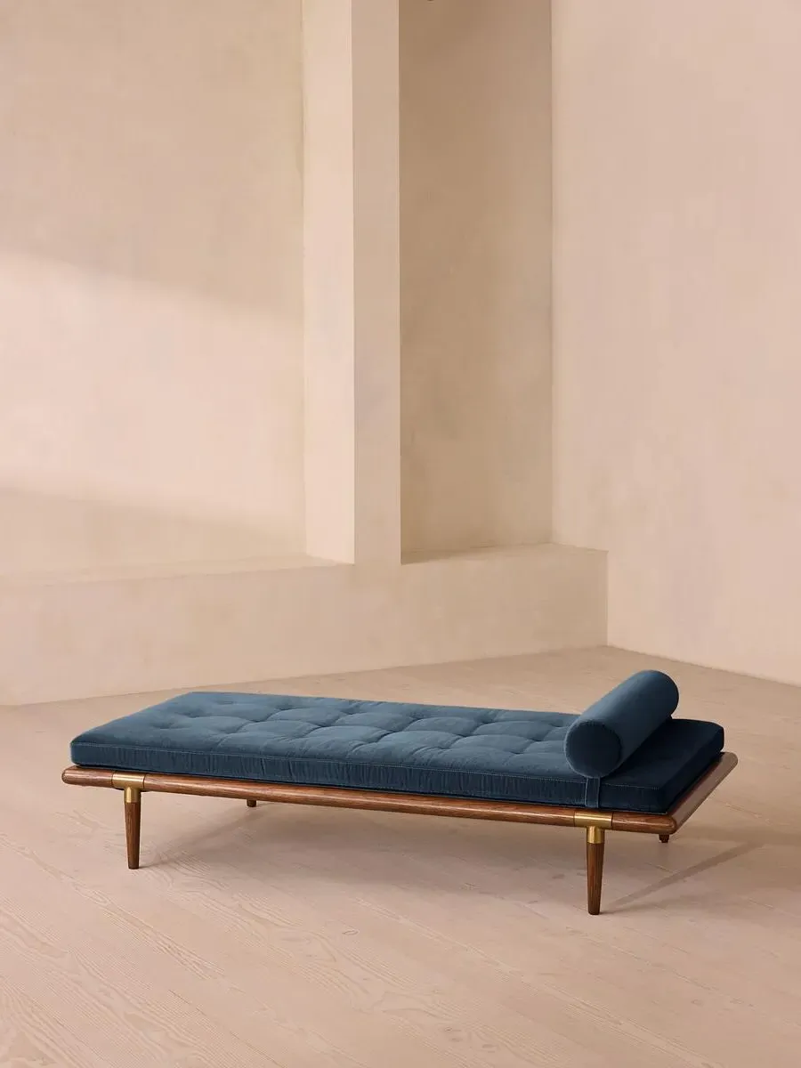 Daybed with Brass Details - Royal Blue, Velvet