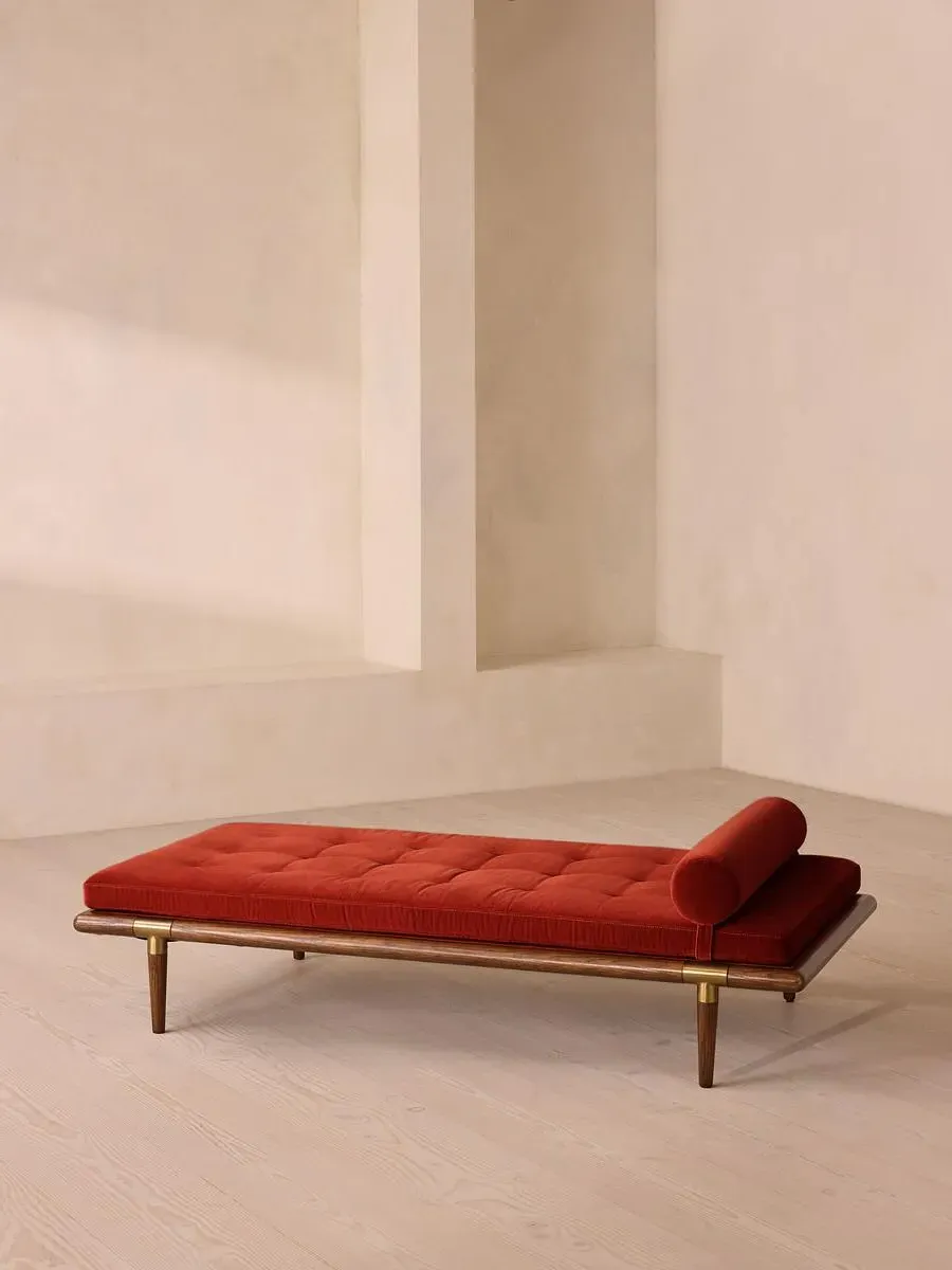 Daybed with Brass Details - Rust, Velvet