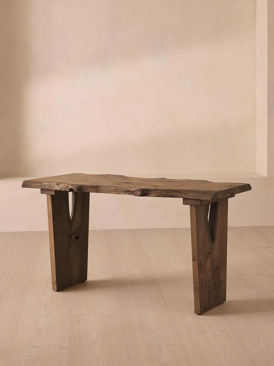 Desk with Cable Grommet - Dark Oak, Solid Wood