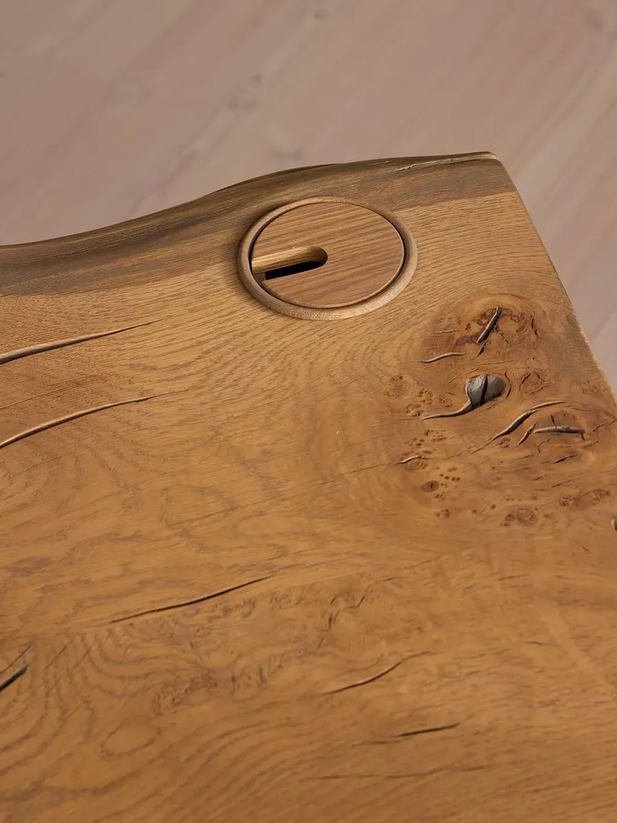 Desk with Cable Grommet - Golden Oak, Solid Wood