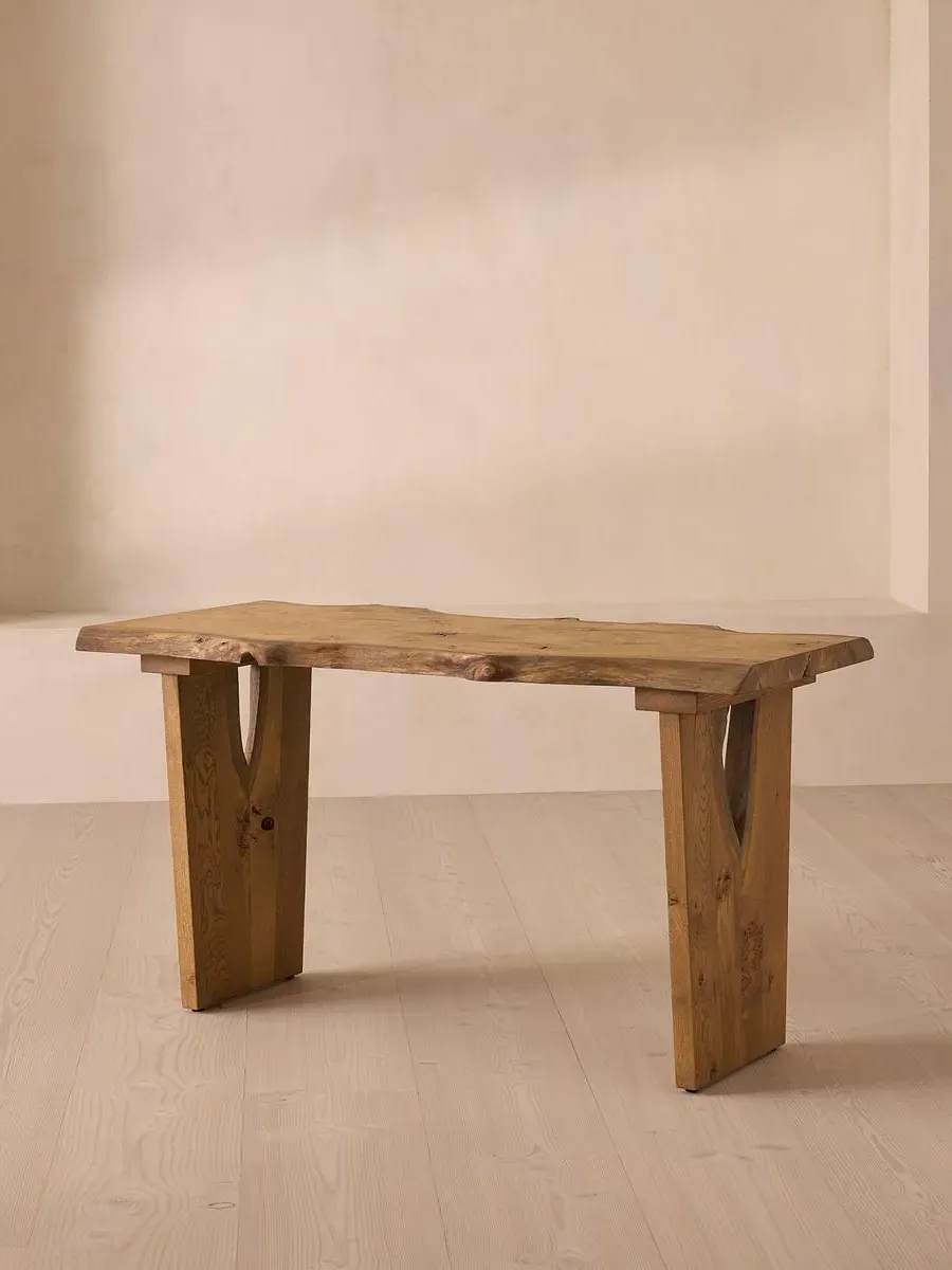 Desk with Cable Grommet - Golden Oak, Solid Wood