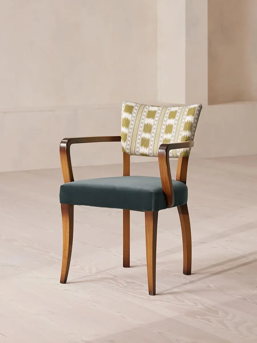 Dining Armchair with Curved Arms - Grey Blue image