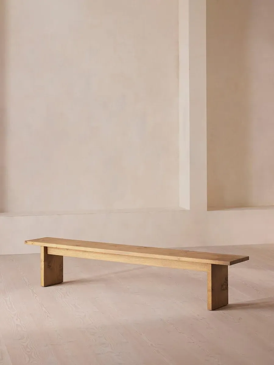 Dining Bench with Live Edge - Golden Oak