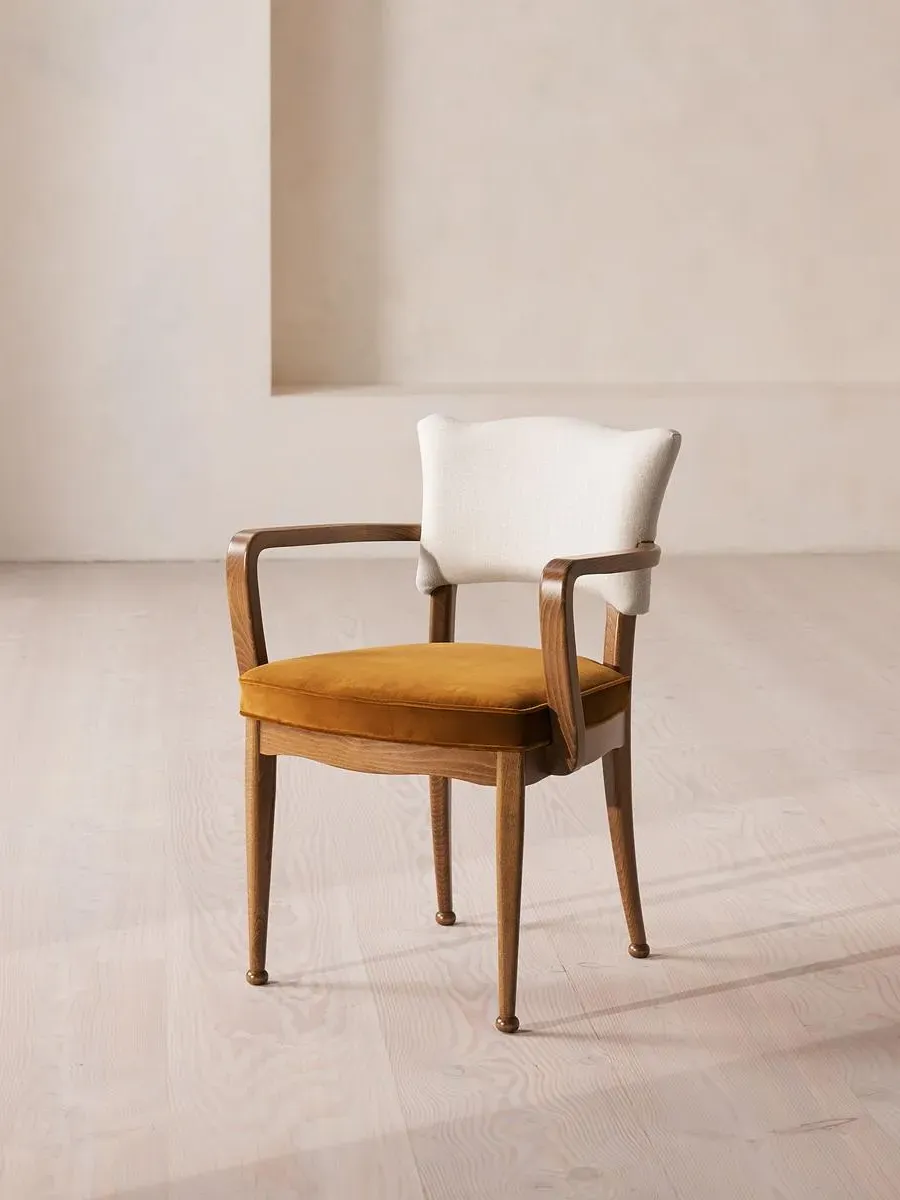 Dining Chair with Arms - Mustard, Velvet image