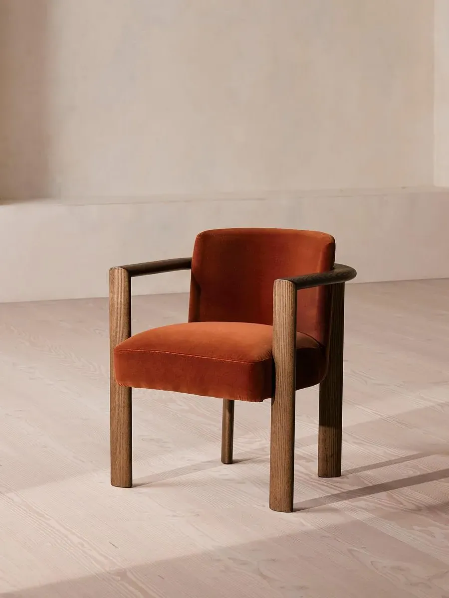 Dining Chair with Curved Frame - Rust, Velvet image