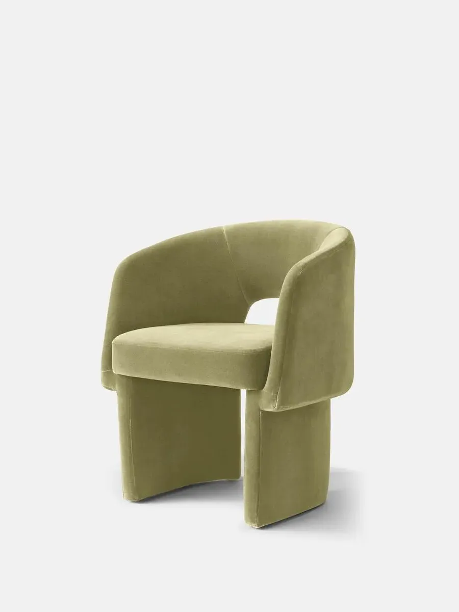 Dining Chair with Cut-Out Back - Lichen, Velvet image
