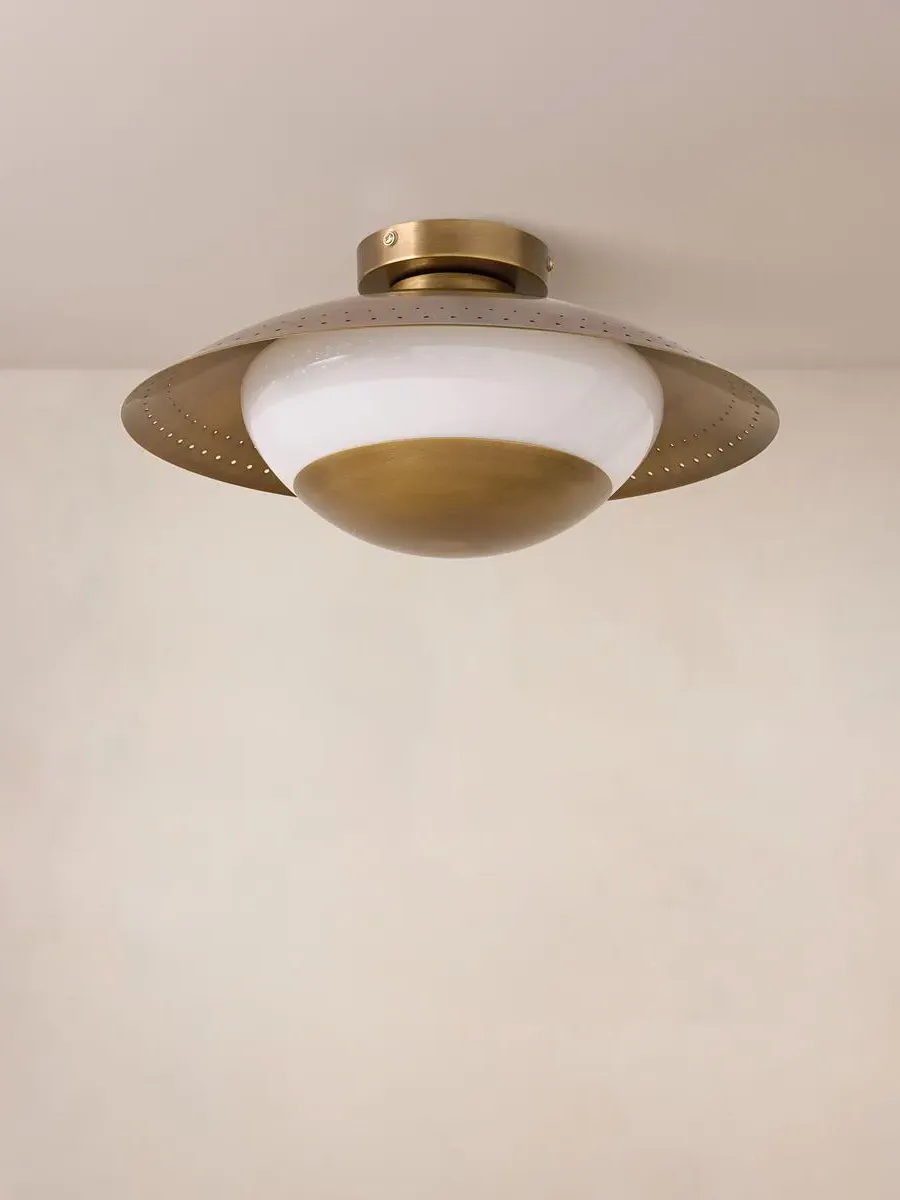 Disc Flush Light with Perforated Detail - Brass image