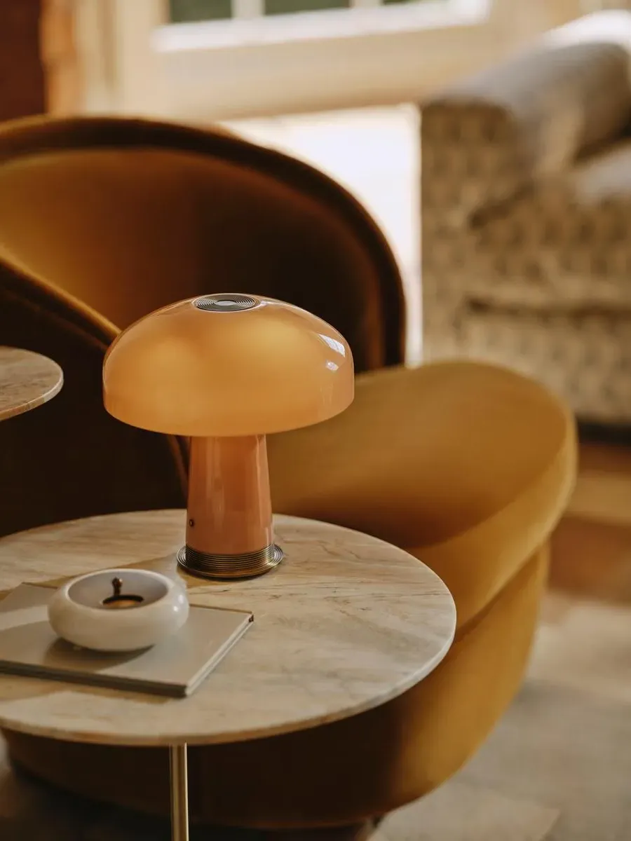 Dome Portable Lamp with Dimmer - Pink, Glass image