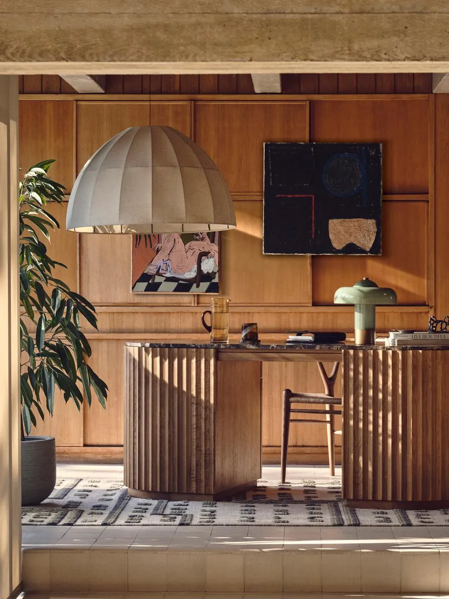 Domed Pendant Light - Brass, Linen