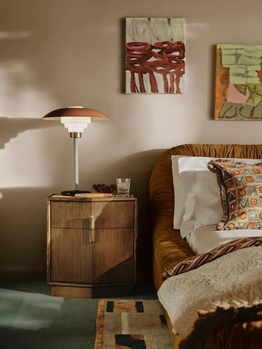 Domed Table Lamp - White Glass, Metal image