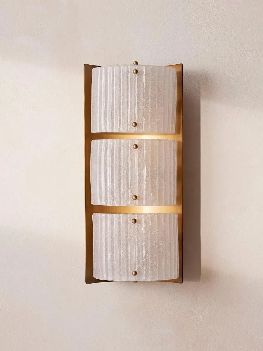 Domed Wall Light with Ribbed Glass - Frosted image