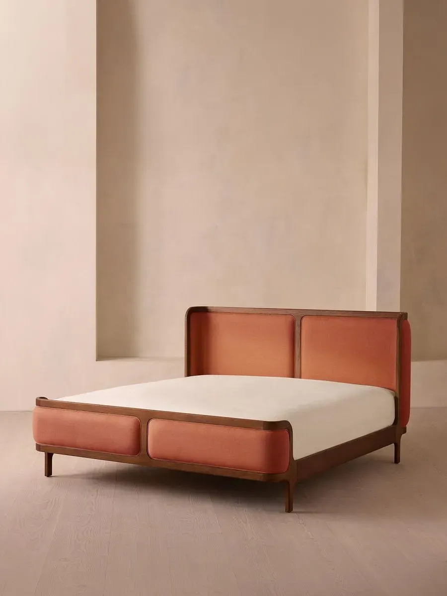 Double Bed Frame - Antique Rose, Linen