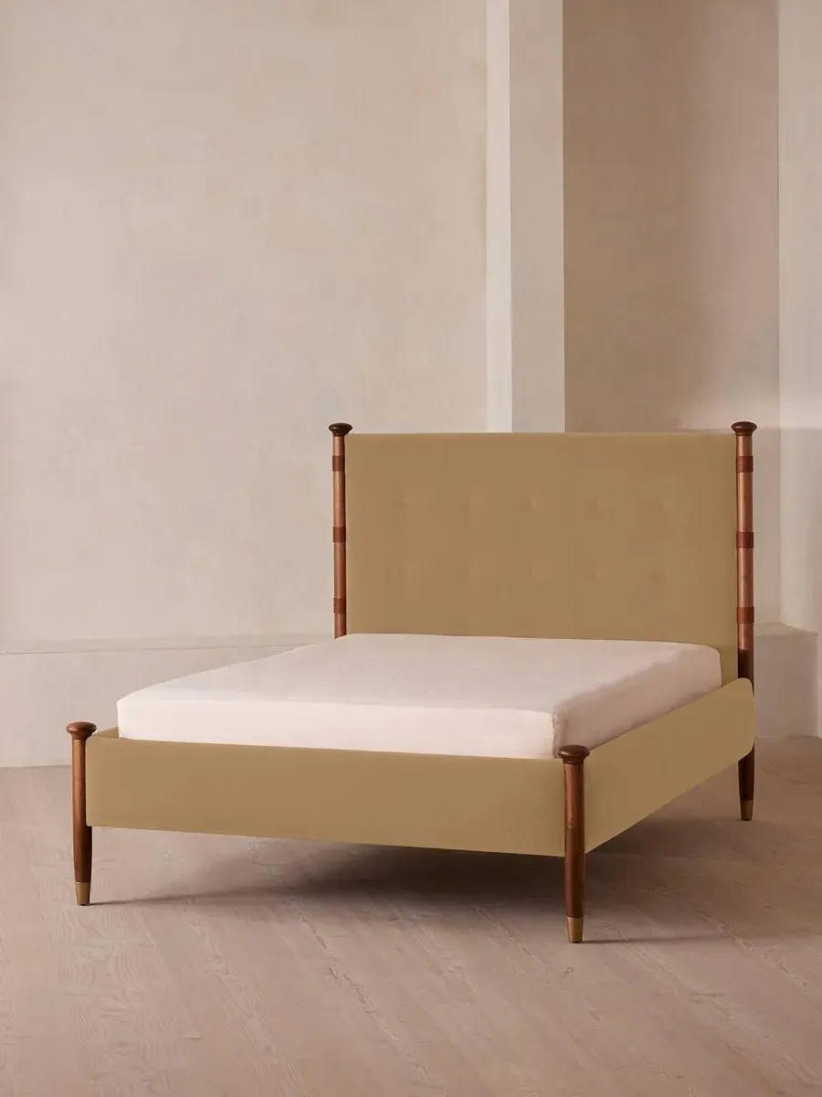 Double Bed Frame - Camel, Velvet image