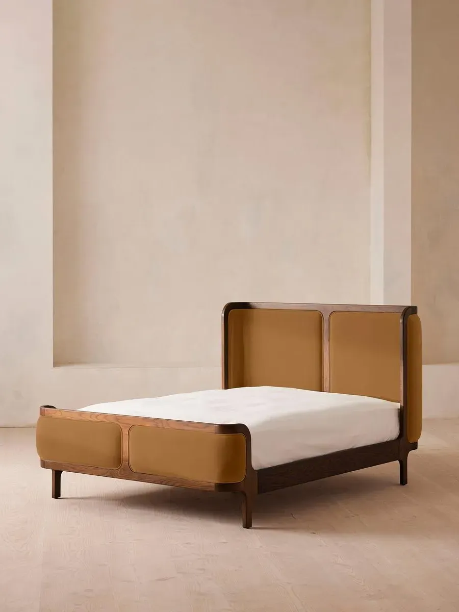 Double Bed Frame - Mustard, Velvet