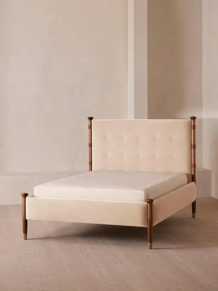 Double Bed Frame - Porcelain, Velvet