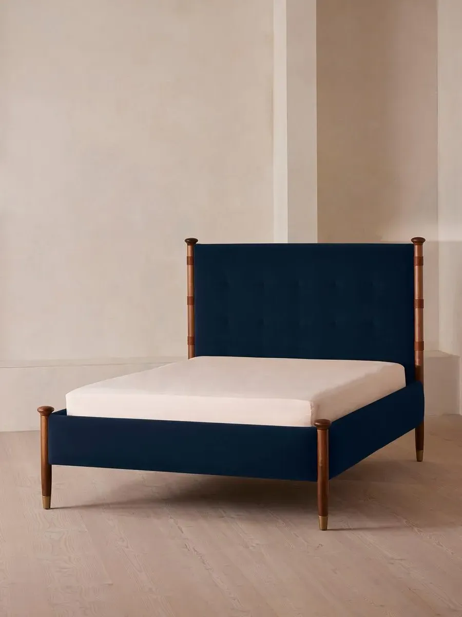 Double Bed Frame - Royal Blue, Velvet