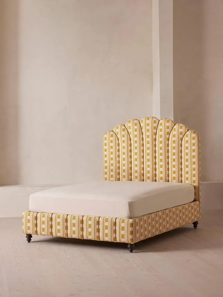 Double Bed with Fan Headboard - Ochre, Woven image
