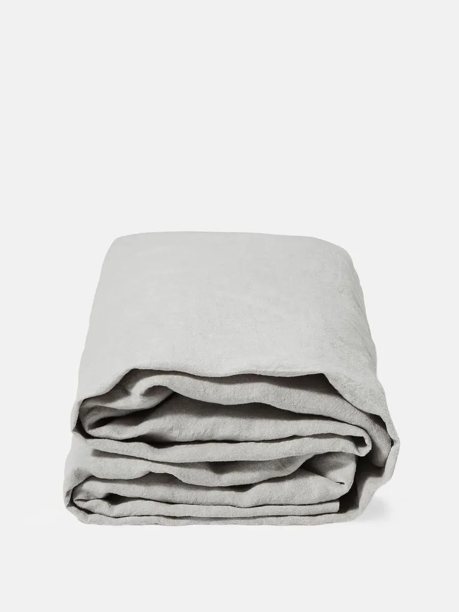 Double Fitted Sheet - Light Grey, Linen image