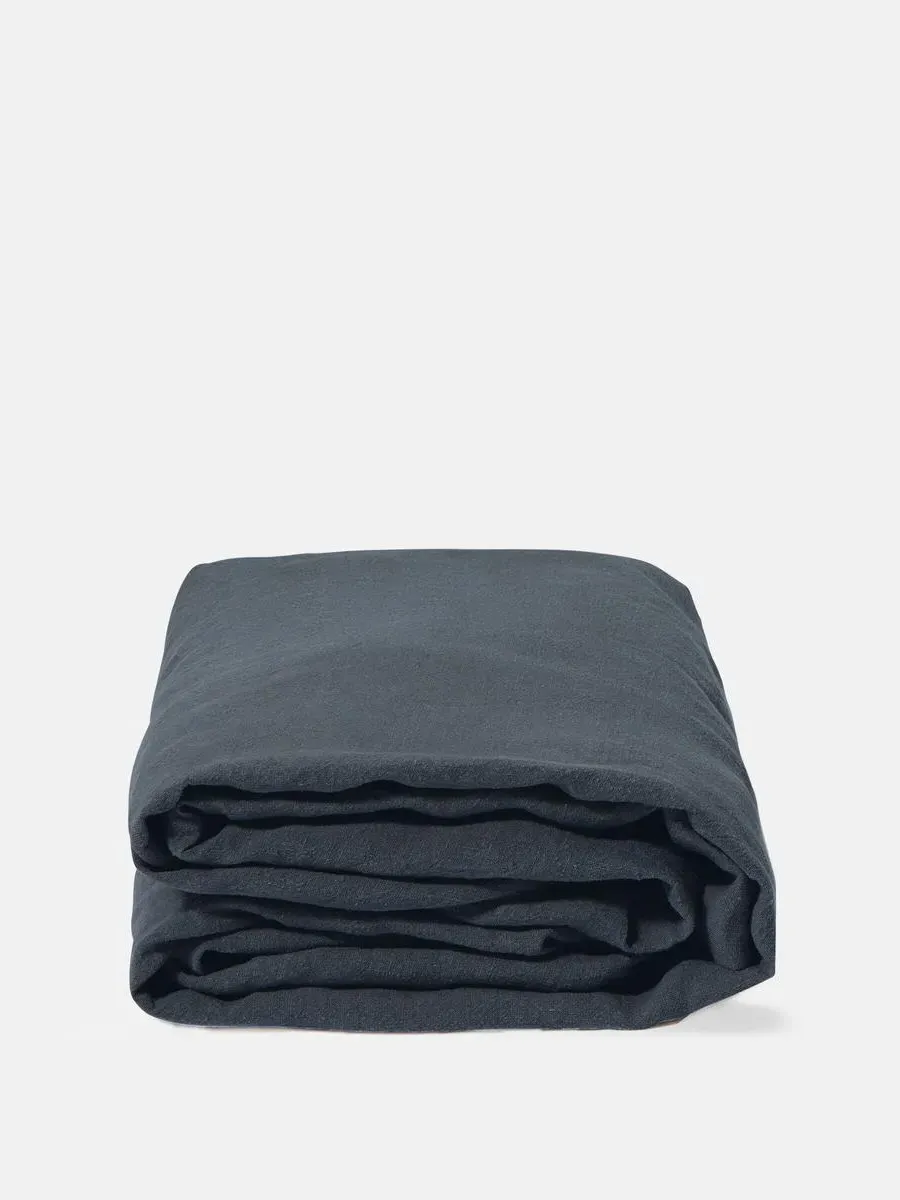Double Fitted Sheet - Navy, Linen