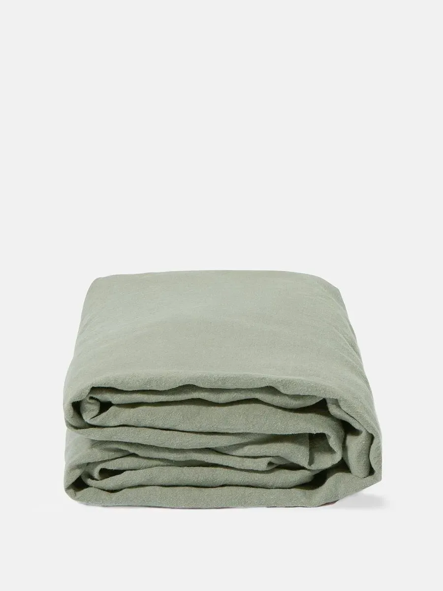 Double Fitted Sheet - Sage, Linen