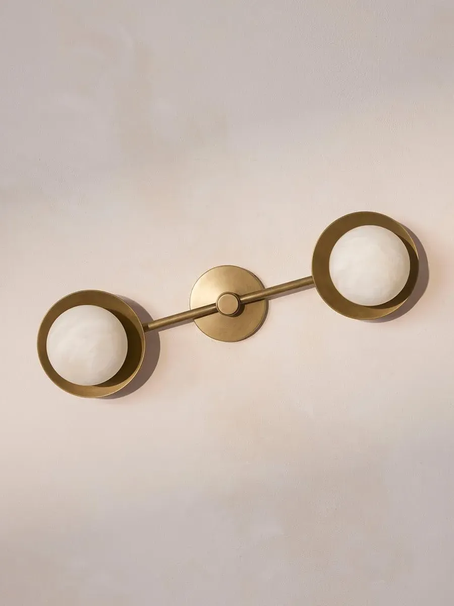 Double Globe Wall Light - Brass, Alabaster image
