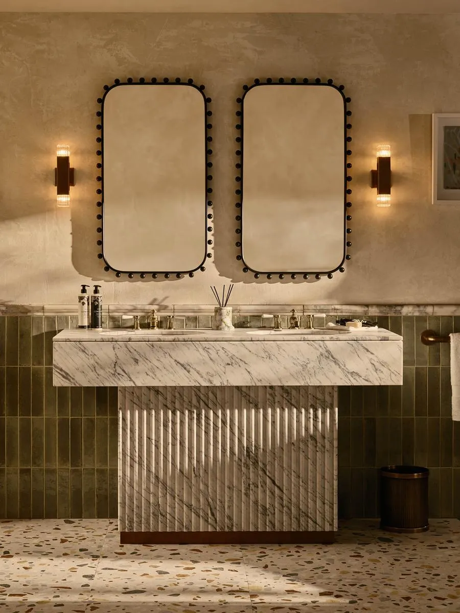 Double Vanity with Fluted Base - Arabescato Marble image
