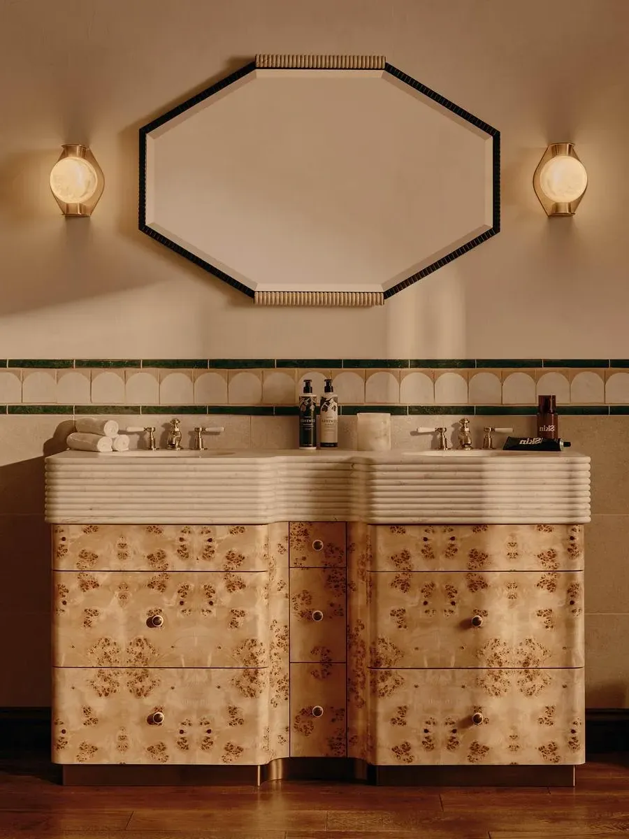 Double Vanity with Storage - Golden, Marble image