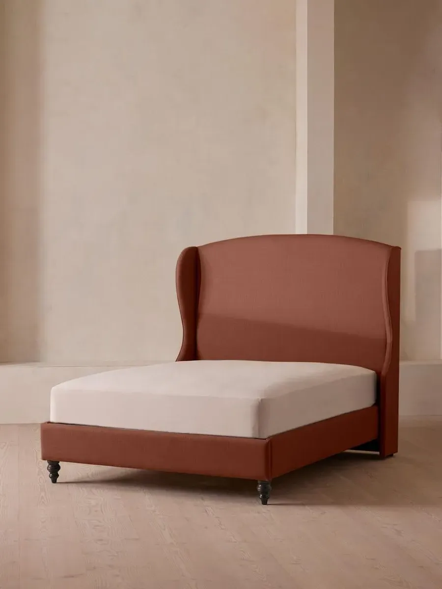 Emperor Bed with Winged Headboard - Sienna, Linen
