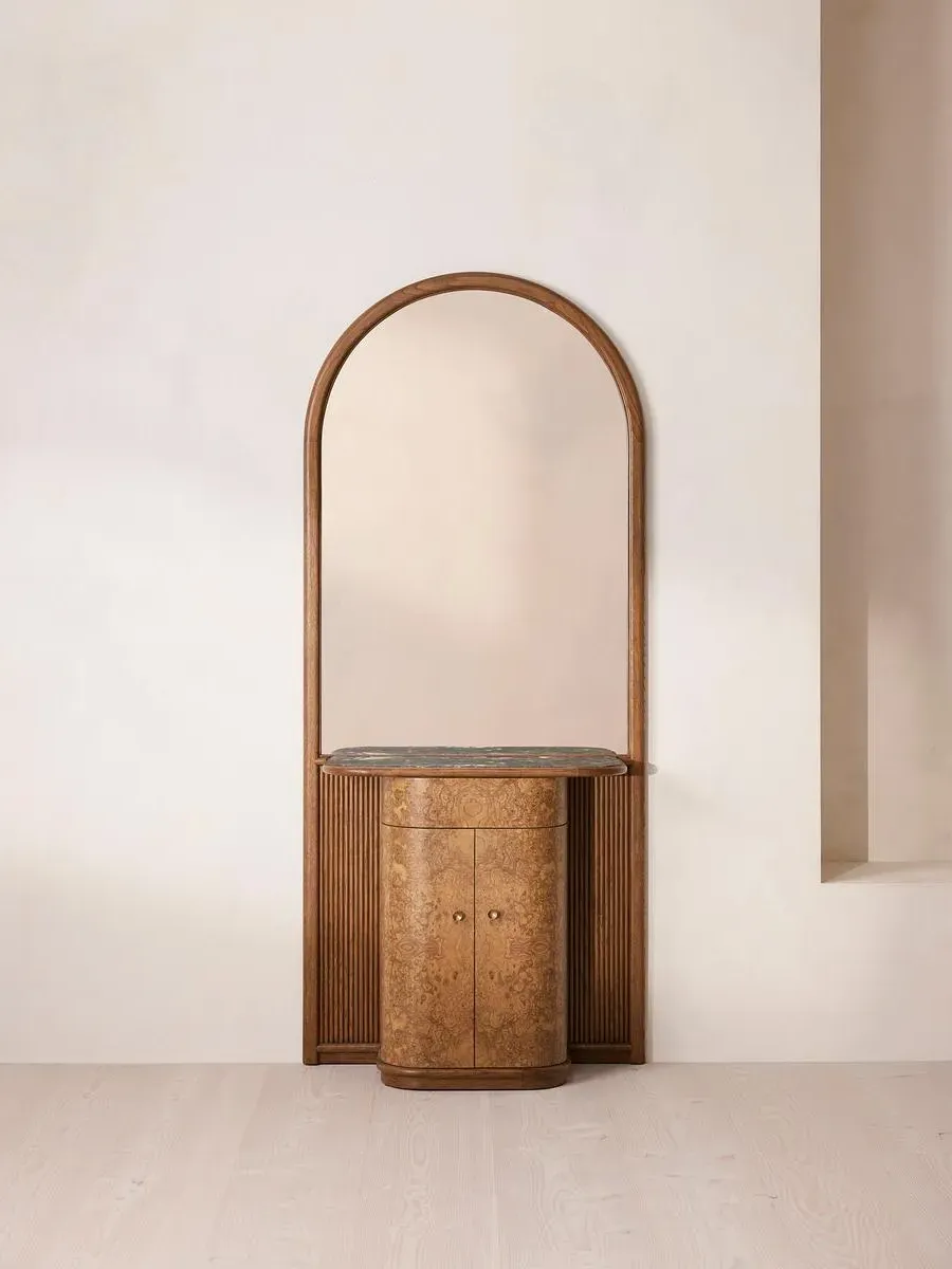 Entryway Unit with Mirror - Marble, Oak Wood image
