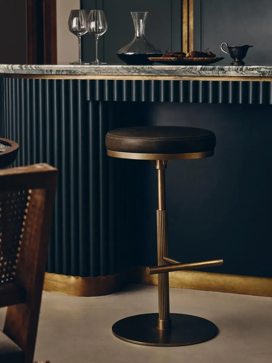 Fixed-Height Barstool - Moss, Leather image
