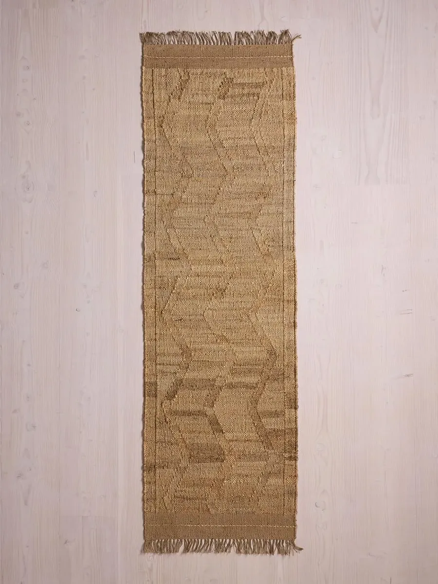 Flatwoven Rug with Zig-Zag Pattern - Jute image