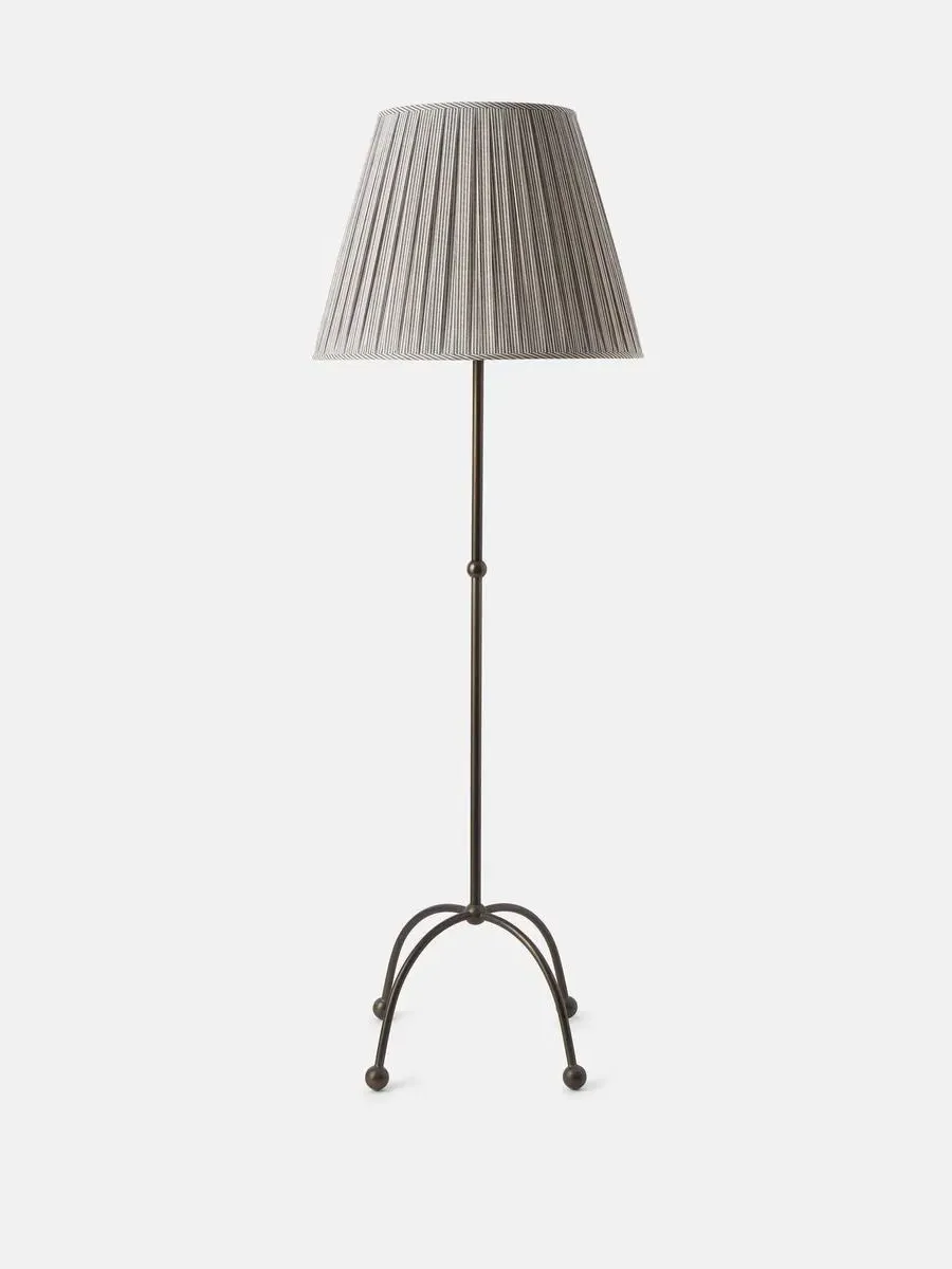 Floor Lamp with Pleated Shade - Brass image