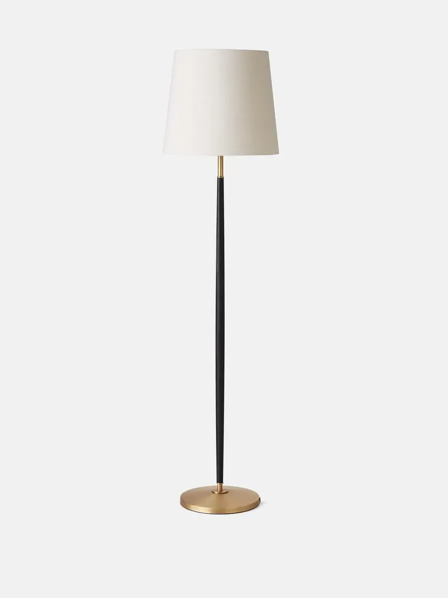 Floor Lamp with Stitched Detail - Cream, Leather image