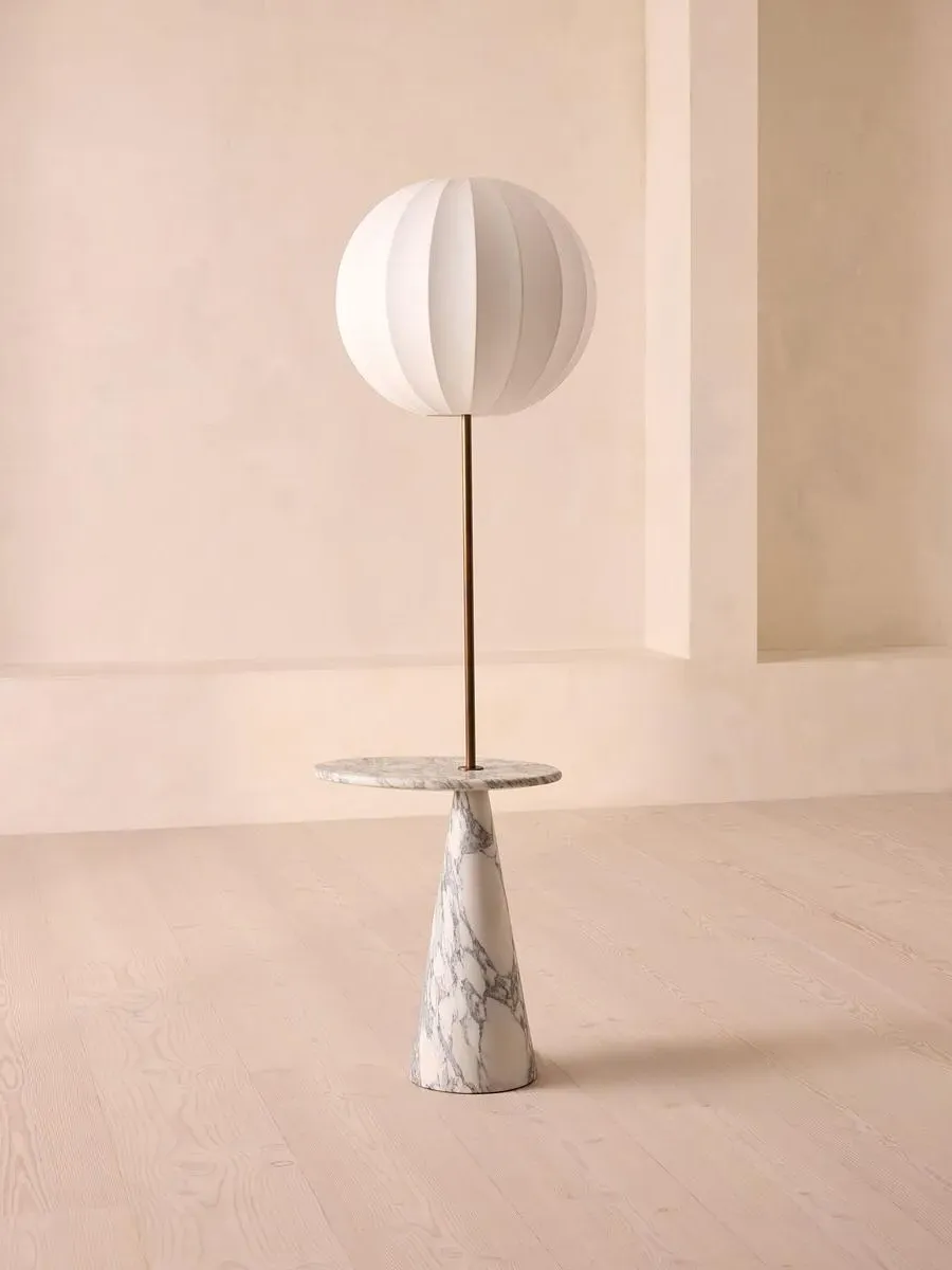 Floor Lamp with Table - Grey, Marble image