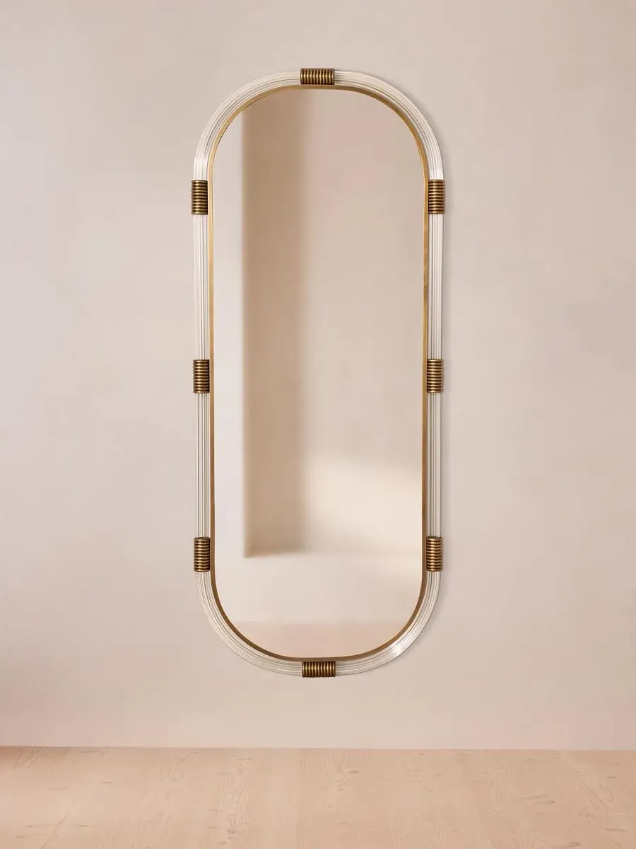 Floor Mirror with Brass Details - Clear, Lucite image