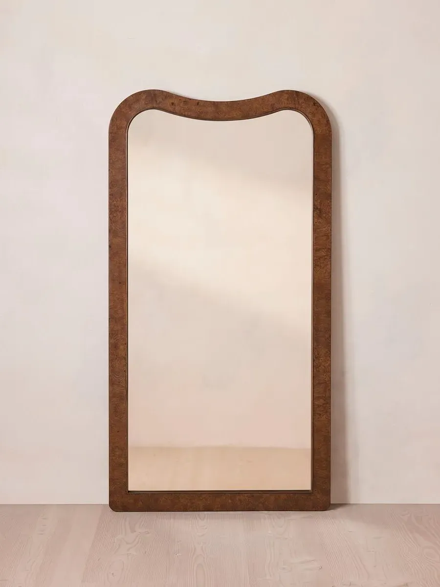 Floor Mirror with Curved Corners - Oak Burl image