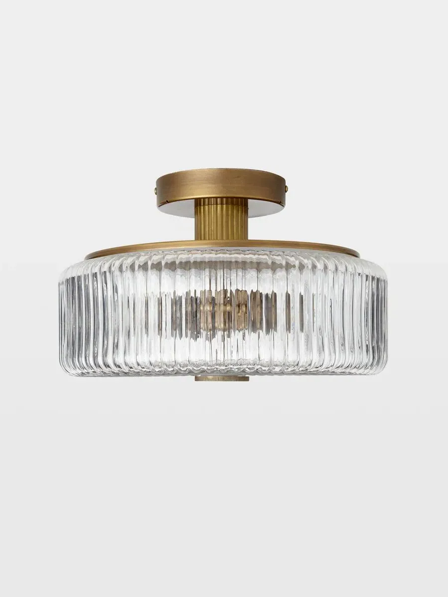 Flush Ceiling Light with Ribbed Glass Shade image