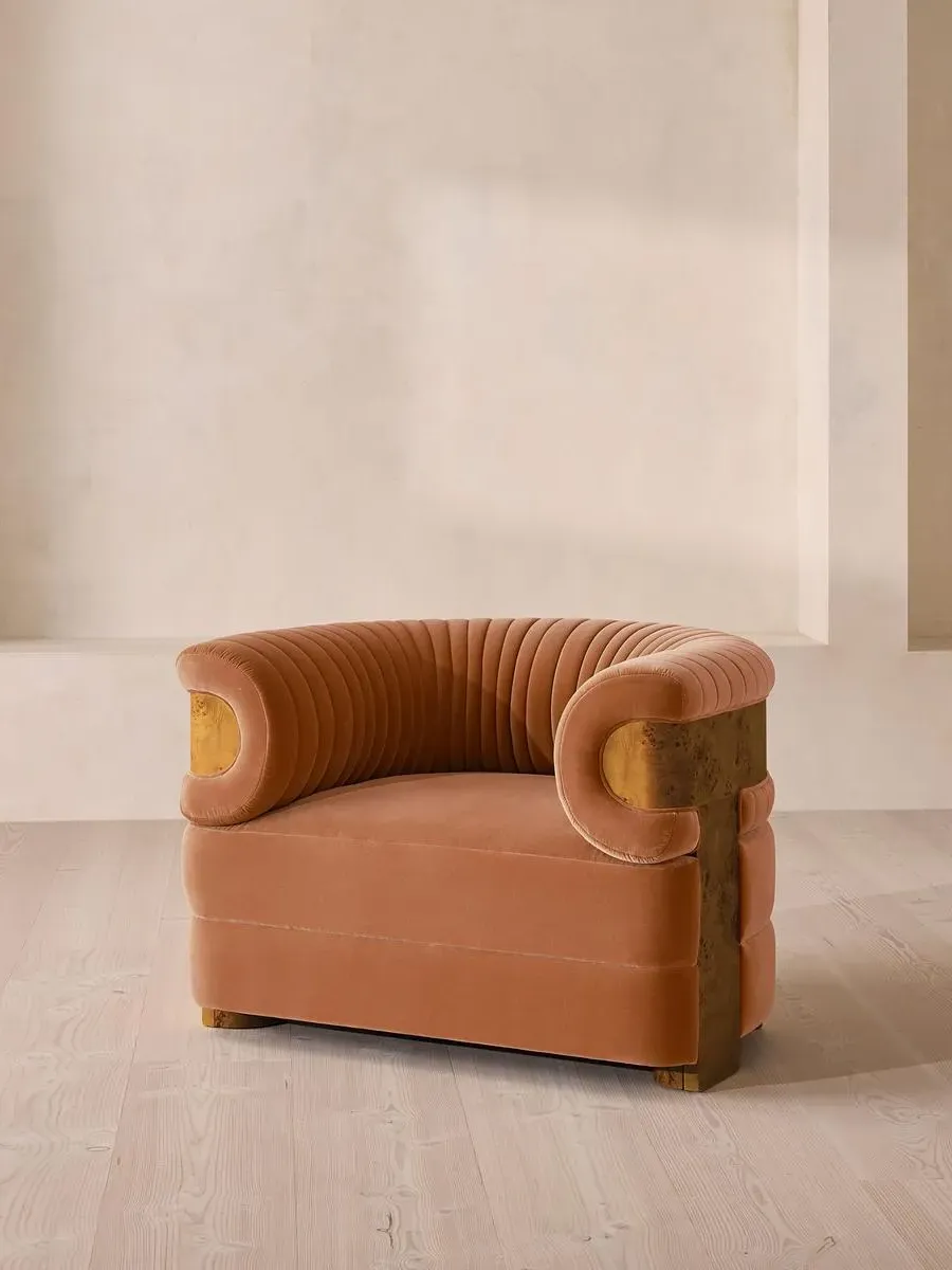 Fluted Armchair - Antique Rose, Velvet image