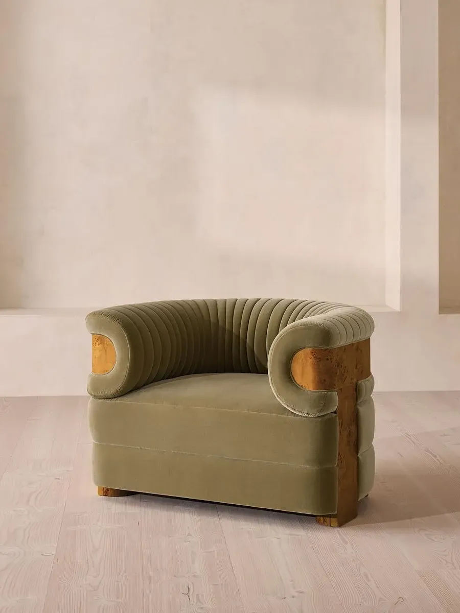 Fluted Armchair - Lichen, Velvet