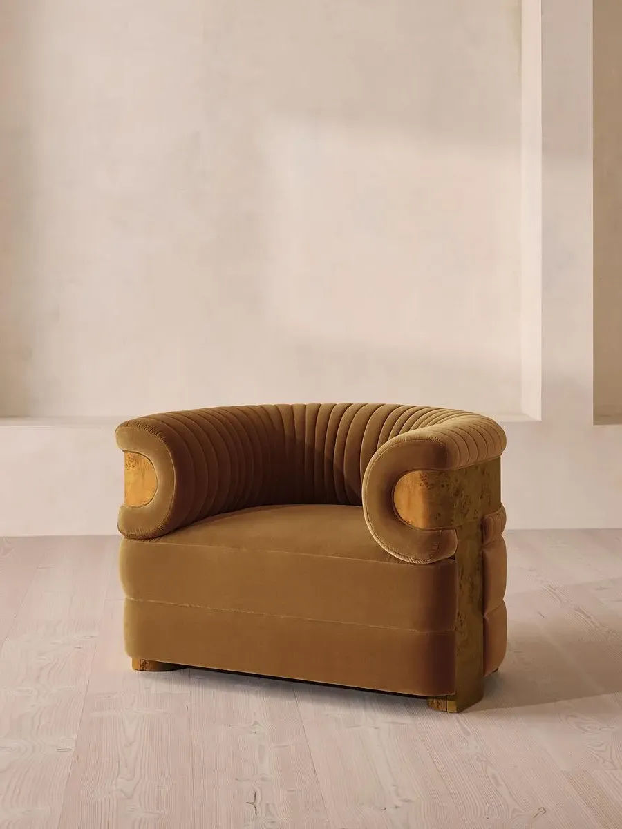 Fluted Armchair - Mustard, Velvet