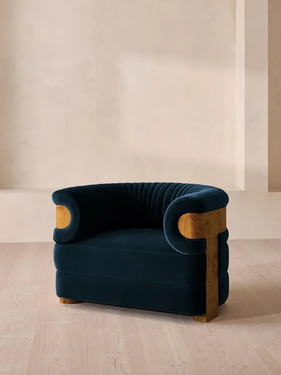 Fluted Armchair - Royal Blue, Velvet