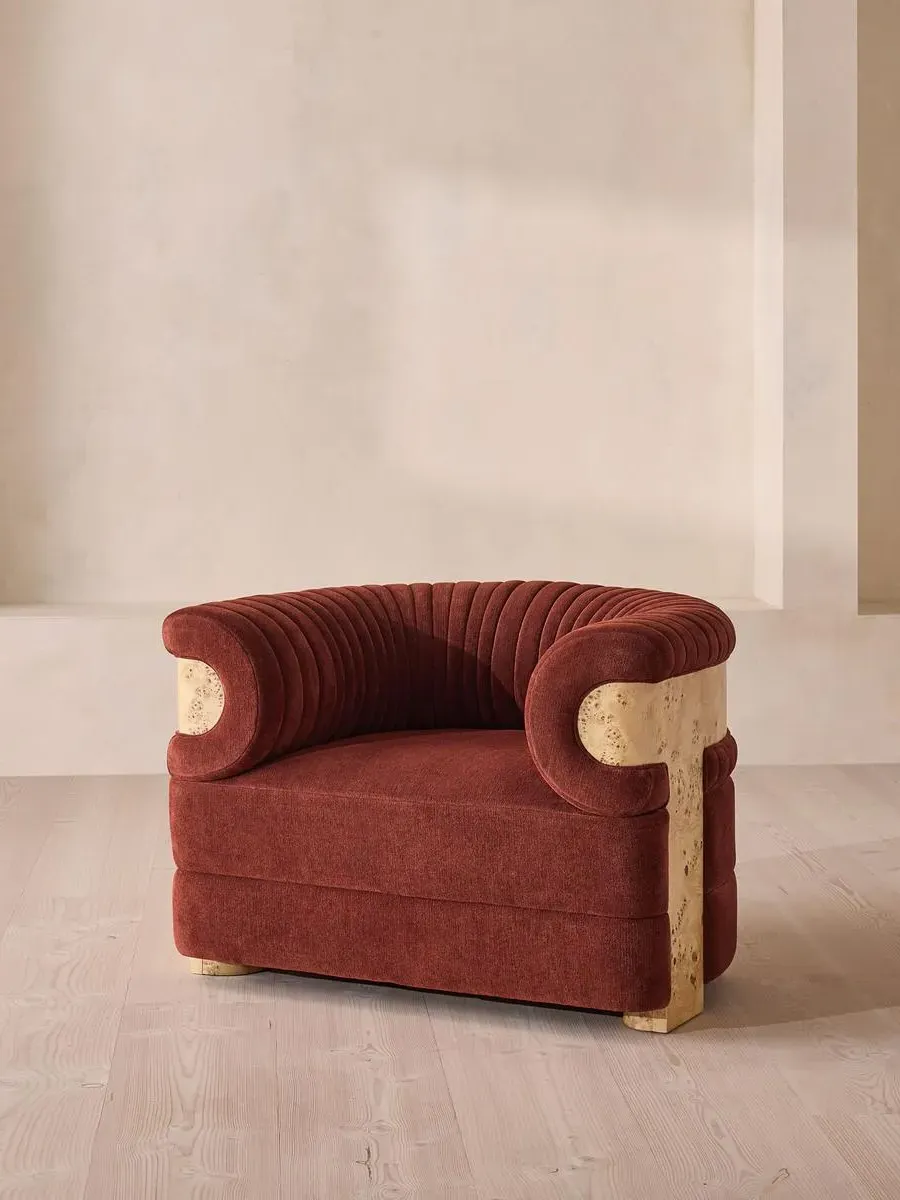 Fluted Armchair - Rust, Linen Chenille image