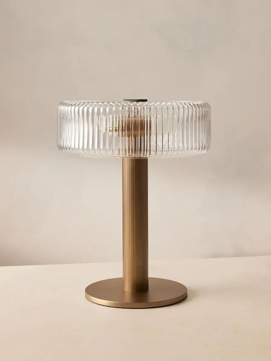 Fluted Table Lamp - Antique Brass, Glass image