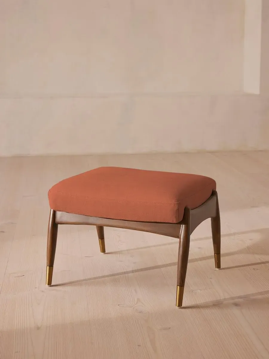Footstool with Cushion - Antique Rose, Linen