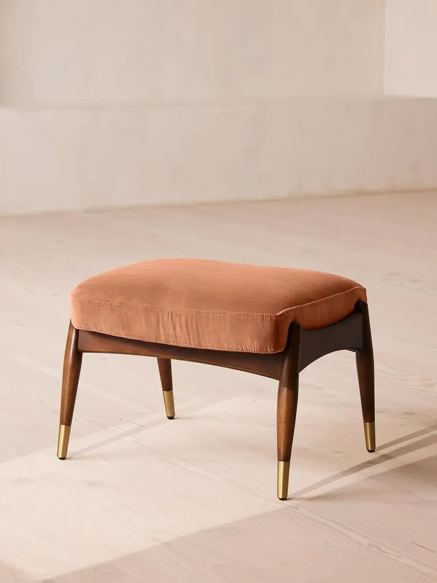 Footstool with Cushion - Antique Rose, Velvet image