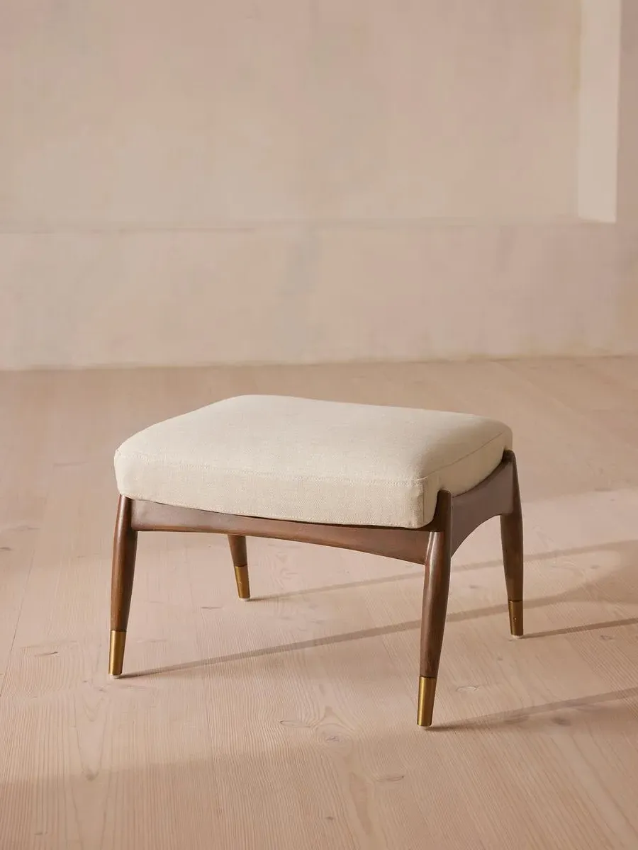 Footstool with Cushion - Bisque, Linen