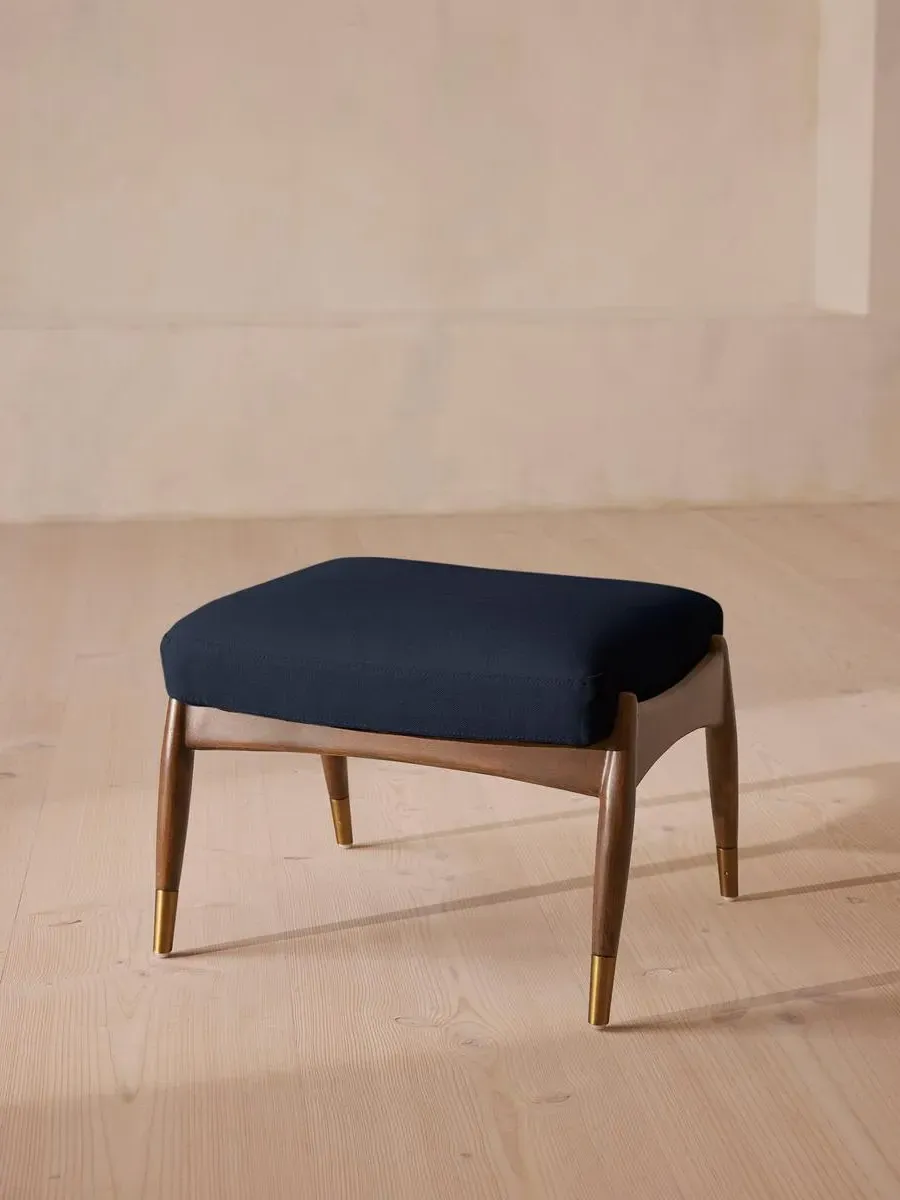 Footstool with Cushion - Indigo, Linen