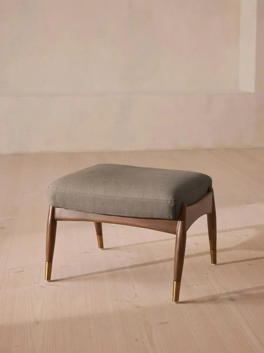 Footstool with Cushion - Mushroom, Linen