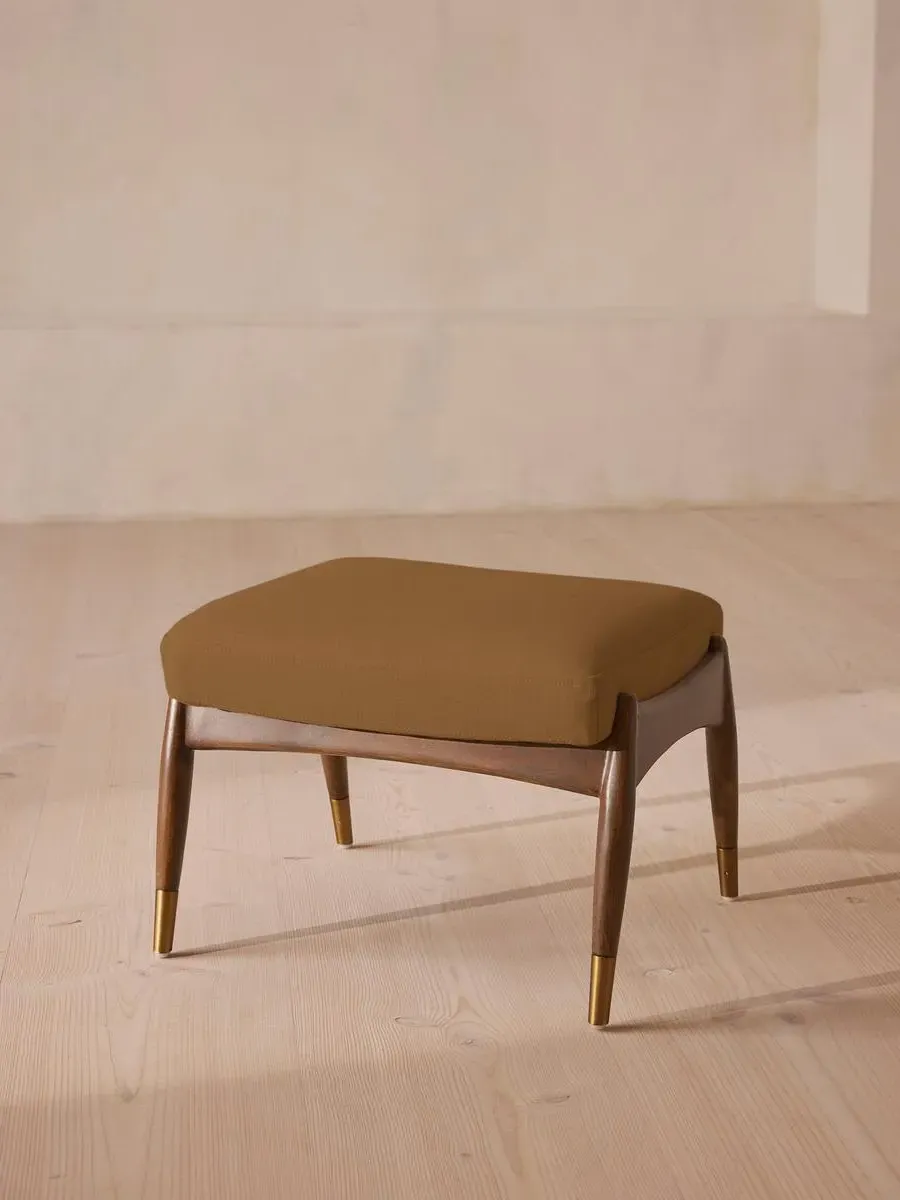 Footstool with Cushion - Ochre, Linen