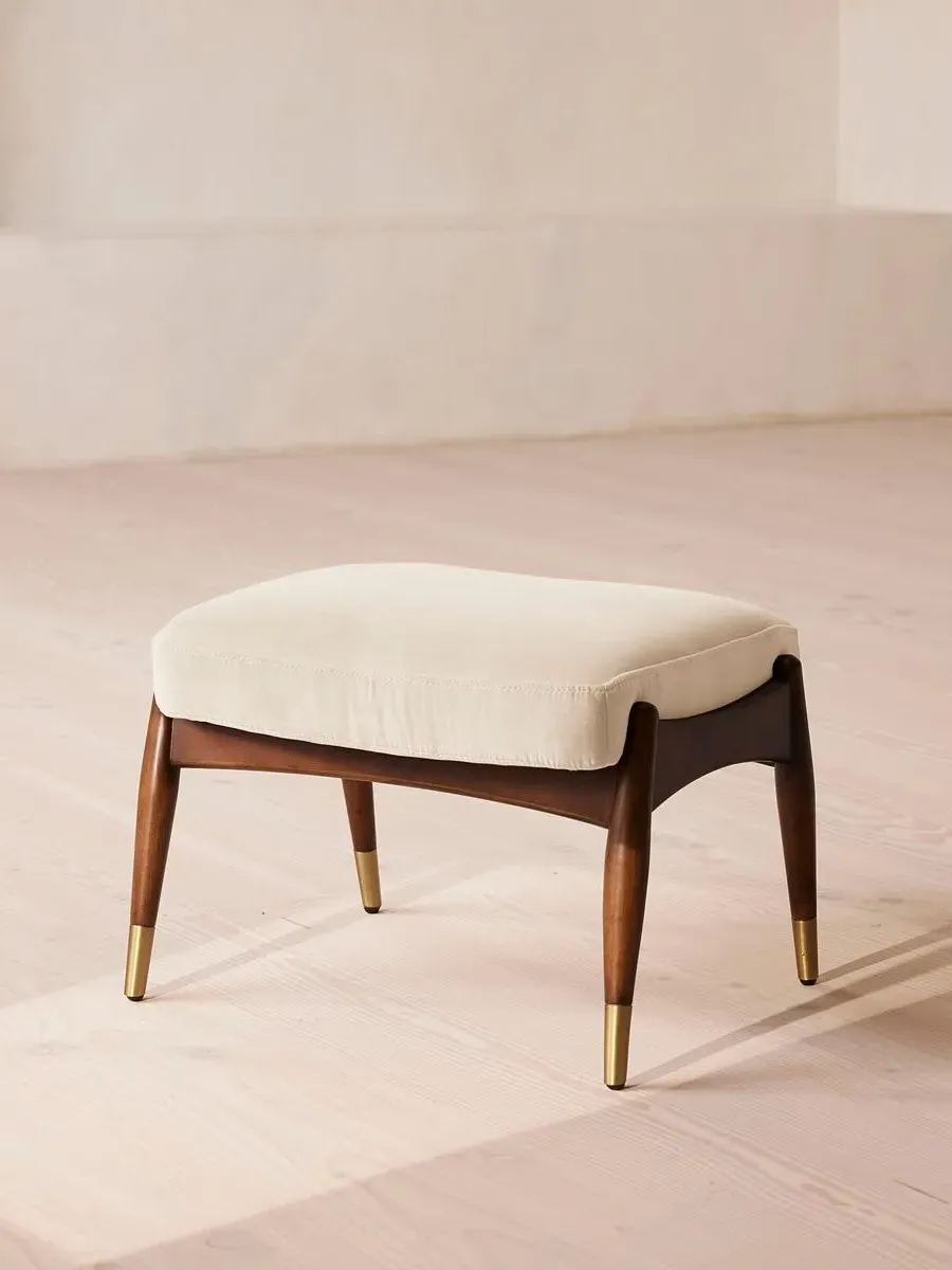Footstool with Cushion - Porcelain, Velvet